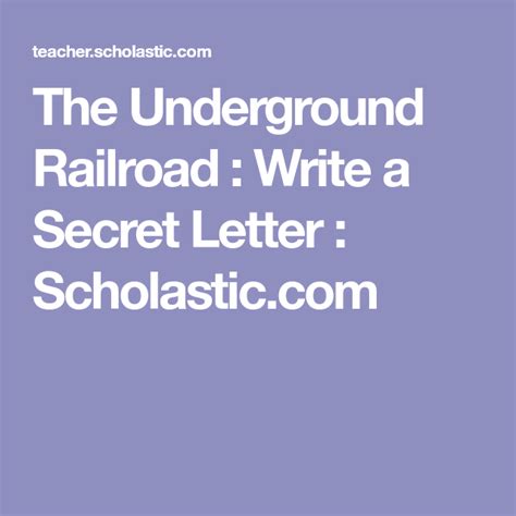 The Underground Railroad Write A Secret Letter