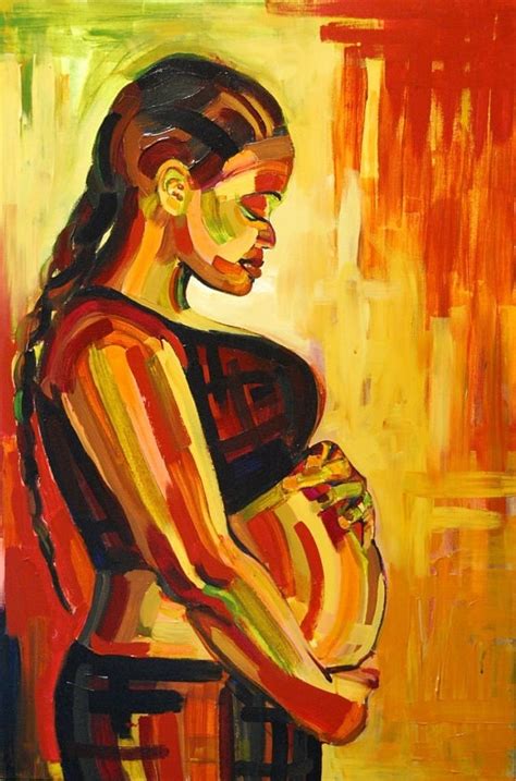 Pregnancy Painting Print Pregnant Woman Art African American