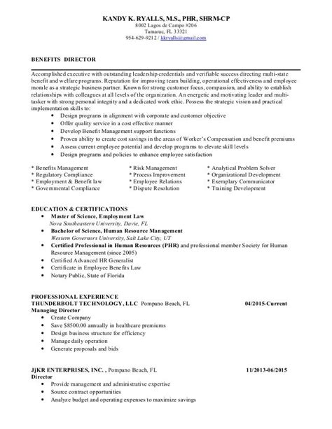 Benefit Manager Resume