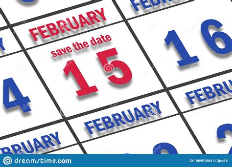 February 15th Day 15 Of Month Date Marked Save The Date On A Calendar