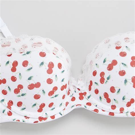 Shop Cherry Print Padded Demi Bra With Lace Detail Online Max Uae
