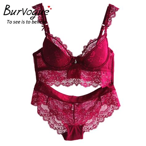Burvogue New Lace Lingerie Bra Set Women Sexy Bra Set Push Up Bras Underwear Sets Plus Size