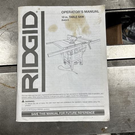 Ridgid R4511 Table Saw Operators Manual Ebay