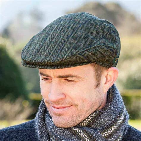 Donegal Tweed Cap Green Made From 100 Irish Wool