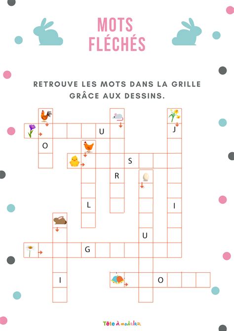 Choisissez votre numéro de grille. jeu gratuit à imprimer : mots fléchés : paques est arrivé - Tête à modeler