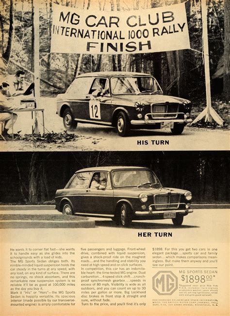 1964 Ad Vintage Mg Sports Sedan British Motor Pricing Original Adver