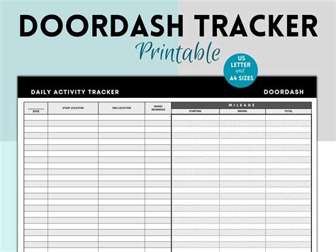 Doordash Daily Activity Tracker, Doordash Delivery Tracker, Delivery