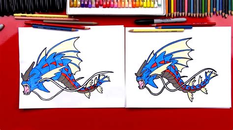 How To Draw Mega Gyarados Pokemon Art For Kids Hub