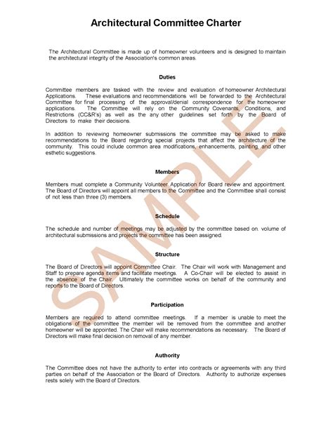 Examples of standing committees are governance committees and finance committees. Board of directors charter example