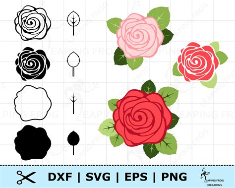 Rose Svg Cut Layered Files Roses Png Roses Dxf Cricut Etsy