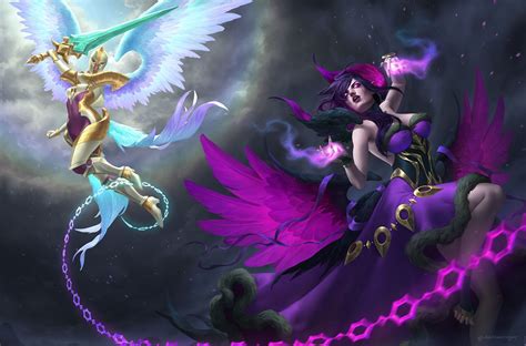 Kayle Vs Morgana By Indah Siregarleague Of Legends Fan Art I Did For Our Online Games Zine