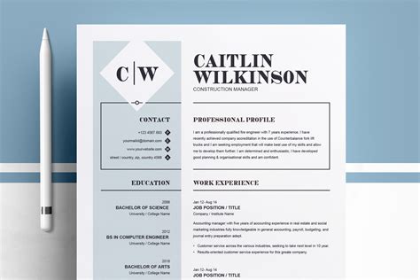 Choose a modern resume template if you're applying for jobs in app development, social media, data science, or any other field that requires. Professional Resume Template | MS Word, PSD, EPS & Apple Pages - Crella
