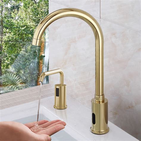 Motion sensor kitchen faucet with soap dispenser. 18% Shop Fontana Commercial Automatic Gold Motion Sensor ...