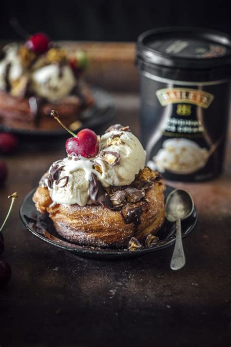 Delicious Scoops Of Baileys Ice Cream Served On Warm Churro Bowls That