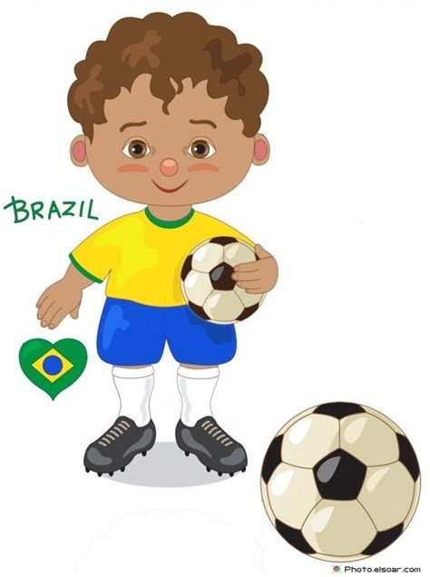 Brazil National Jersey Cartoon Soccer Player Kids Clip Art