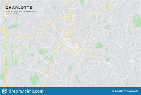 Printable Street Map Of Charlotte North Carolina Stock Vector