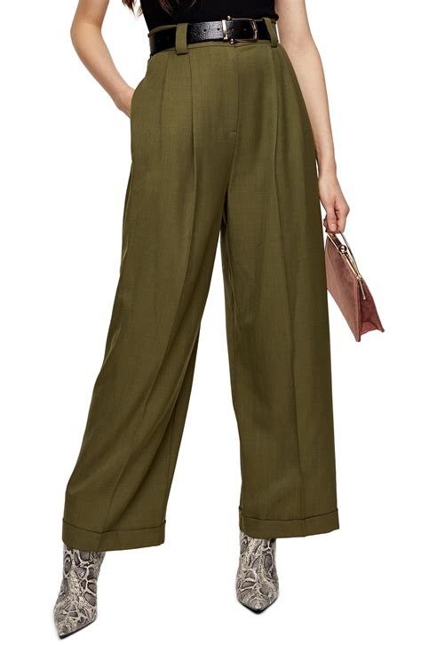 Topshop Cuffed Wide Leg Trousers | Nordstrom | Wide leg trousers, Wide leg pants, Topshop