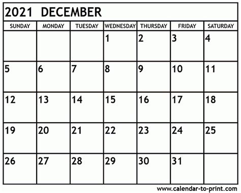 December 2021 Calendar A4 Calendar Printables Free Blank