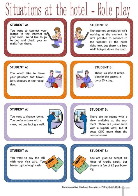 So here are some role playing ideas that you and your partner can experiment with in the bedroom! Complaining on holiday - Role play worksheet - Free ESL ...