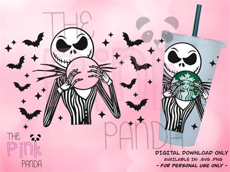 SVG File Jack Skellington Starbucks Cold Cup Wrap Template Cricut