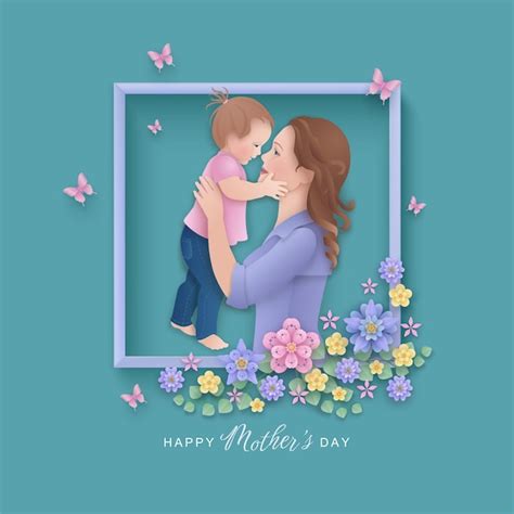Premium Vector Paper Cut Layered Mothers Day Greeting Card With Mom