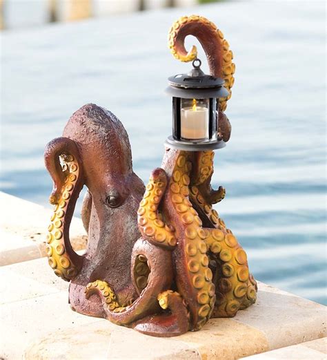Octopus Statue With Solar Lantern Wind And Weather Octopus Solar