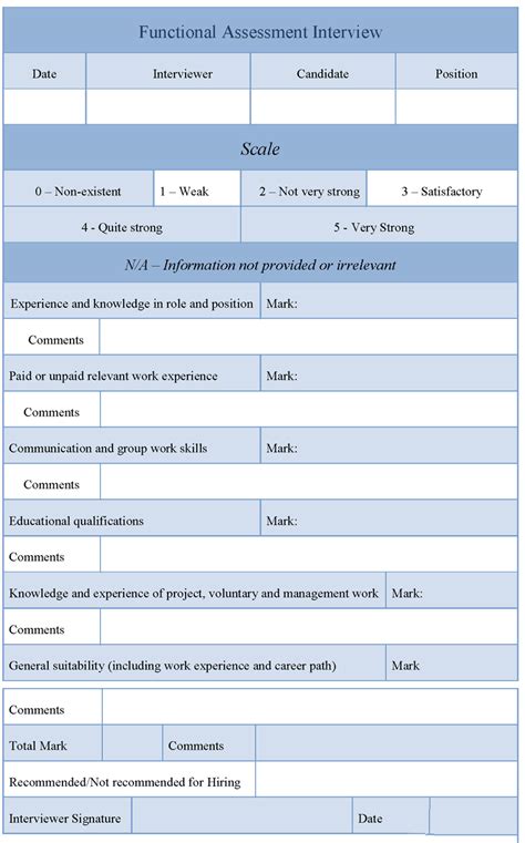 It is very difficult to be invited to a. Printable Functional Assessment Interview Form ...