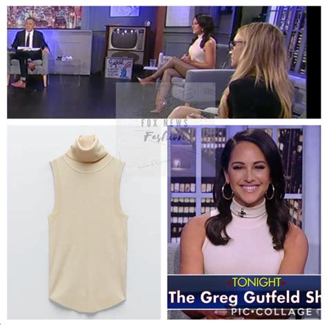 Emily Compagnos Beige High Collar Knit Top Worn On The Greg Gutfeld