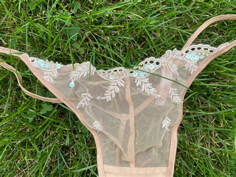 victoria s secret lingerie set sheer nude sequin flor… gem