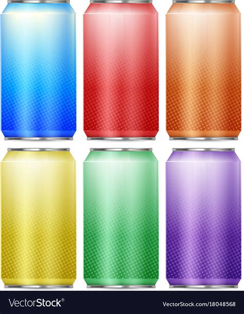 Aluminum Cans In Six Different Colors Royalty Free Vector