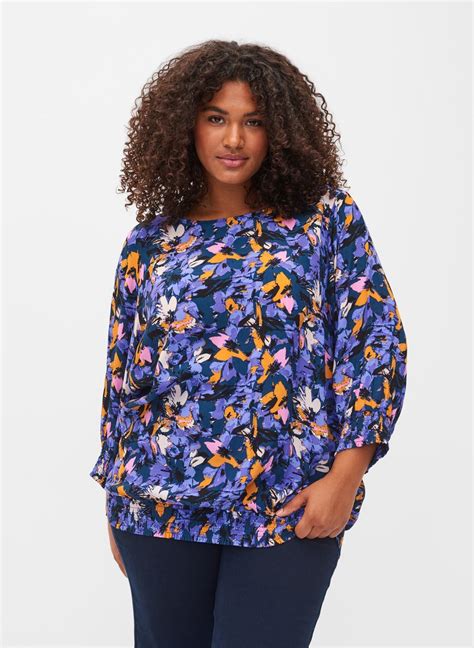 Zizzi GeblÜmte Mit Smock Bluse Purple Flower Aoplila Zalandoat