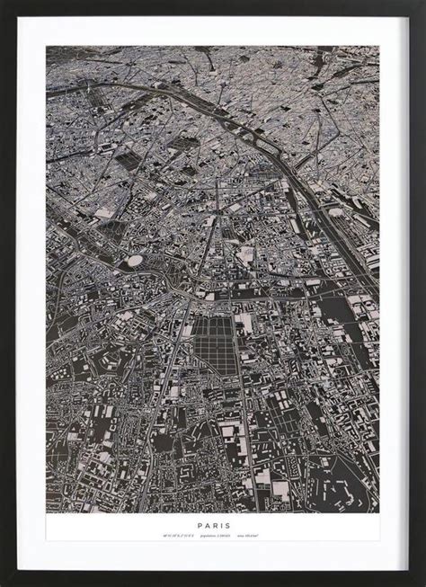 Paris City Map Als Poster Im Holzrahmen Von Maptastix Juniqe