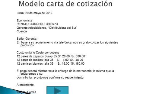Ejemplo De Carta De Cotizacion O Presupuesto Sample Site J