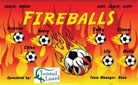 Fireballs Digitally Printed Vinyl Soccer Sports Team Banner Made In