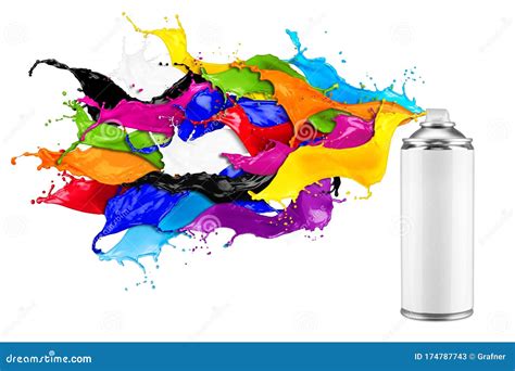 Spray Can Spraying Colorful Rainbow Paint Liquid Color Splash Explosion