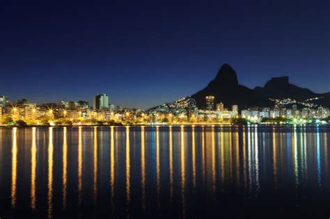 Rio De Janeiro Night View Of Sugarloaf Brazil Stock Photo Image Of