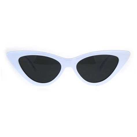 Sa106 Womens Classic Narrow Cat Eye Gothic Plastic Sunglasses White