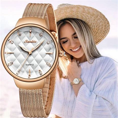 reloj de lujo moda de mujer a prueba de agua pulsera de cuarzo acero inoxidable ebay