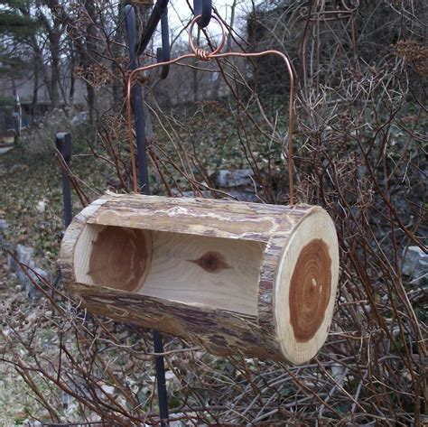 Cedar Log Bird Feeder Handmade From Reclaimed Tree Branch Etsy