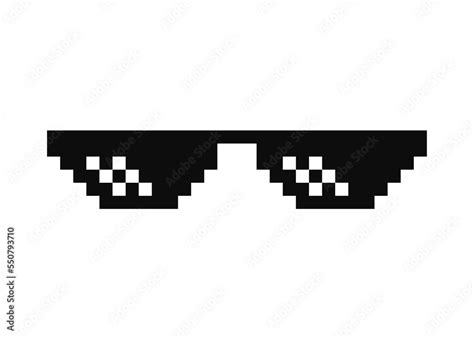 Pixel Glasses In Black And White Color Thug Life Symbol Glasses In Pixel Art Style Pixel