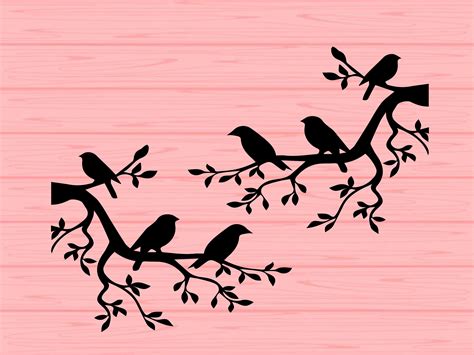 Tree Branches With Birds Silhouette Svg Bird Svg Home Decor Etsy