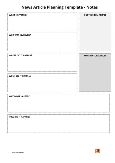 News Article Planning Template In Word And Pdf Formats