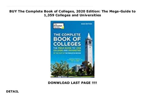 Buy The Complete Book Of Colleges 2020 Edition The Mega Guide To 1359 Colleges And Universities