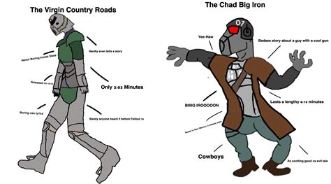 Virgin Country Roads Vs Chad Big Iron Fallout 76 Know Your Meme