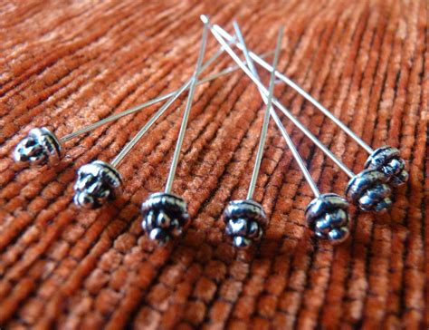 10x Fancy Head Pins 2 Inch Ball Head Pins Long Head Pins Antique