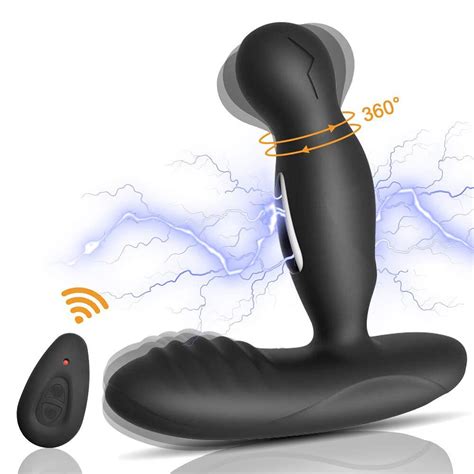 Electric Shock Prostate Massager Vibrators For Men 360 Rotate Butt Anal Plug Vibrator Male