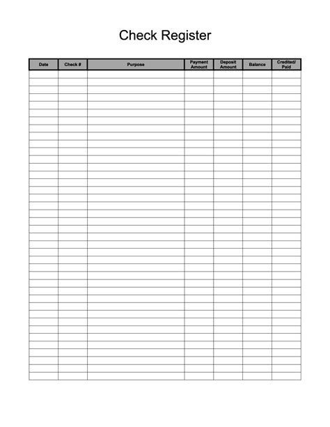Check Register Template Excel Excel Templates