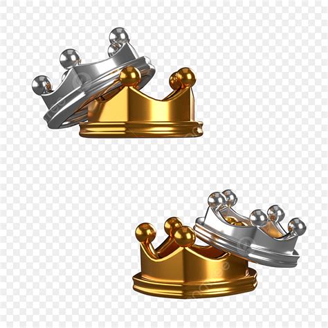 Gold Crown 3d Images 3d Crown Couple Set Gold Silver King Queen Gold