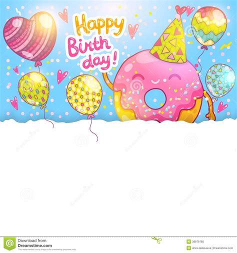 Select from premium birthday card template of the highest quality. Happy Birthday Card Background With Cute Donut. Stock ...