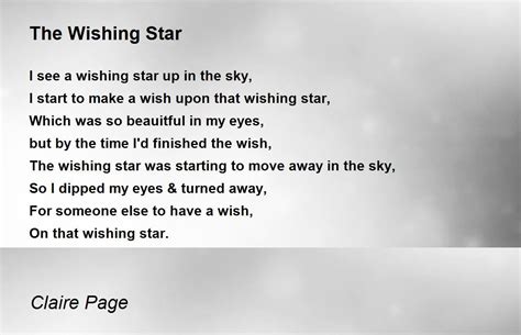 The Wishing Star The Wishing Star Poem By Claire Page